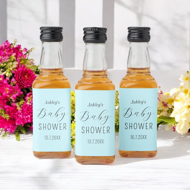 Boy Baby Shower Blue Elegant Spritflaskor Etikett (Skapare uppladdad)