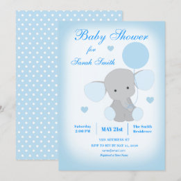 Boy Baby Shower Blue Elephant-inbjudan Inbjudningar
