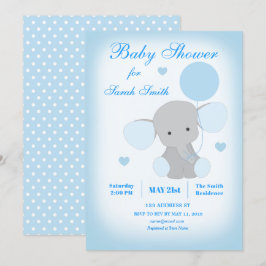 Boy Baby Shower Blue Elephant-inbjudan Inbjudningar
