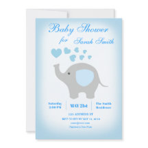 Boy Baby Shower Blue Elephant-inbjudan
