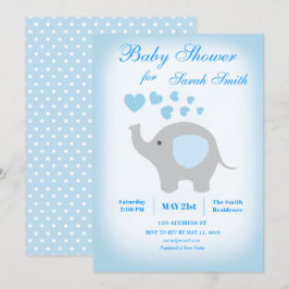 Boy Baby Shower Blue Elephant-inbjudan Inbjudningar