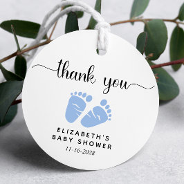 Boy Baby Shower Blue Feet Tack Gåvor Etiketter