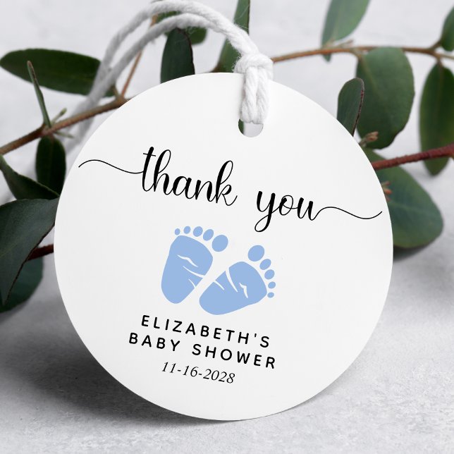 Boy Baby Shower Blue Feet Tack Gåvor Etiketter (Skapare uppladdad)