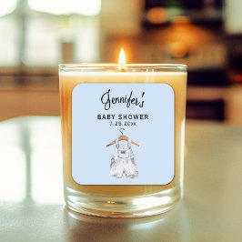 Boy Baby Shower Blue Overalls 3-i Candle-stomme Fyrkantigt Klistermärke