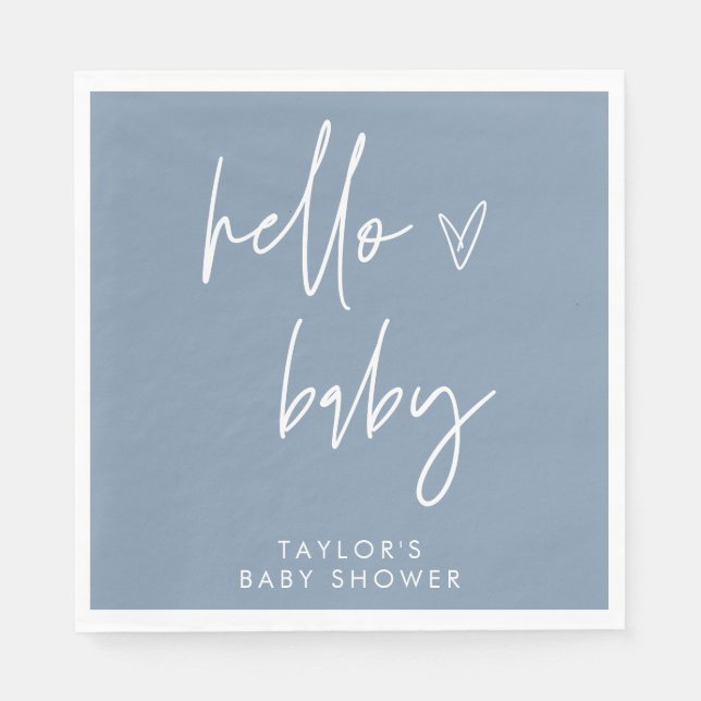 Boy Baby Shower Blue Pappersservett Boho Decor (Framsidan)