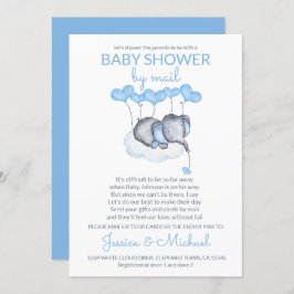Boy Baby Shower by Mail Blue Elephant on Cloud Inbjudningar