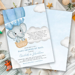 Boy Baby Shower by Mail Elephant Blue Inbjudningar