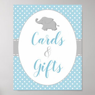 Boy Baby Shower Elephant Blue Cards & Gifts Sign Poster