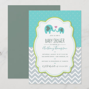 Boy Baby Shower Elephants-inbjudan Inbjudningar