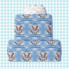 Boy Baby Shower eller Newborn Elephant Add Namn Presentpapper