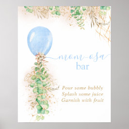 Boy Baby Shower Eucalyptus Balloon Momosa Pub Poster