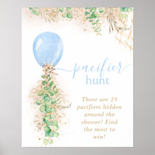 Boy Baby Shower Eucalyptus Balloon Nappar Hunt Poster