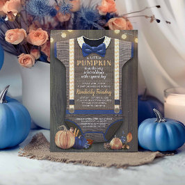 Boy Baby Shower Fall Pumpkin Rustic Burlap Wood Inbjudningar