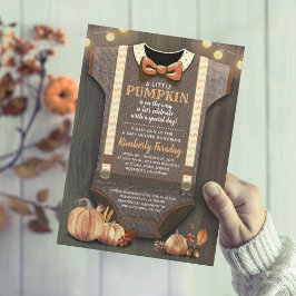Boy Baby Shower Fall Pumpkin Rustic Burlap Wood Inbjudningar