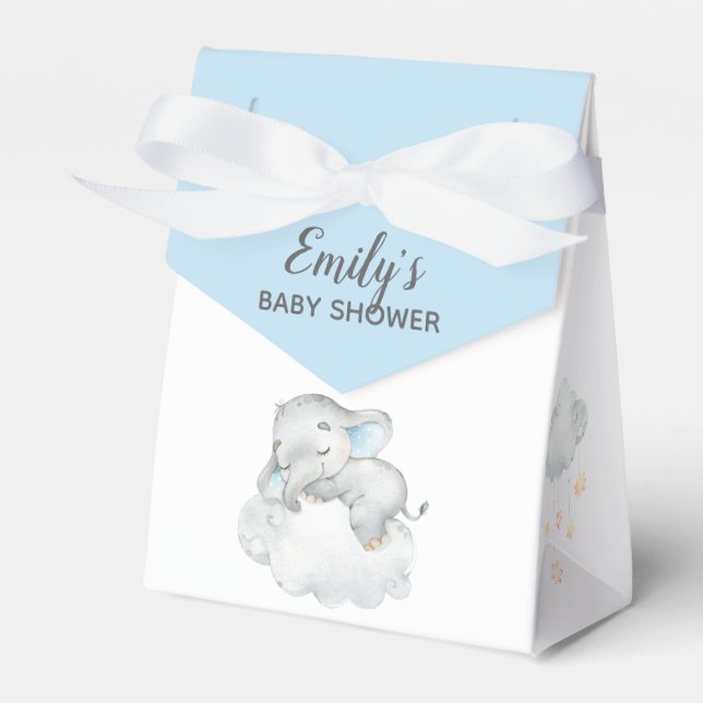 Boy Baby Shower Favors (Sleeping Elephant) Dreamy Presentaskar (Framsidan Sidan)