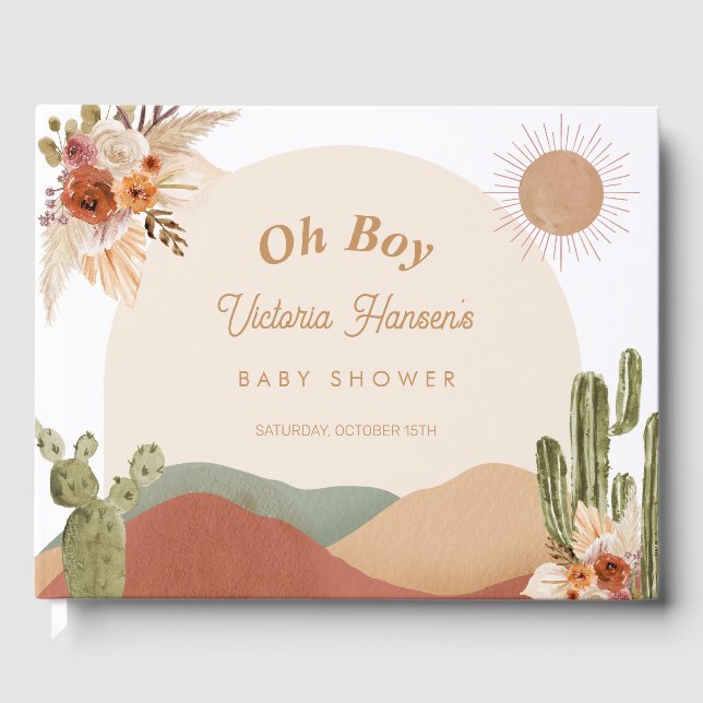 Boy Baby Shower Guestbook Boho Desert Southwest Gästböcker (Framsida)