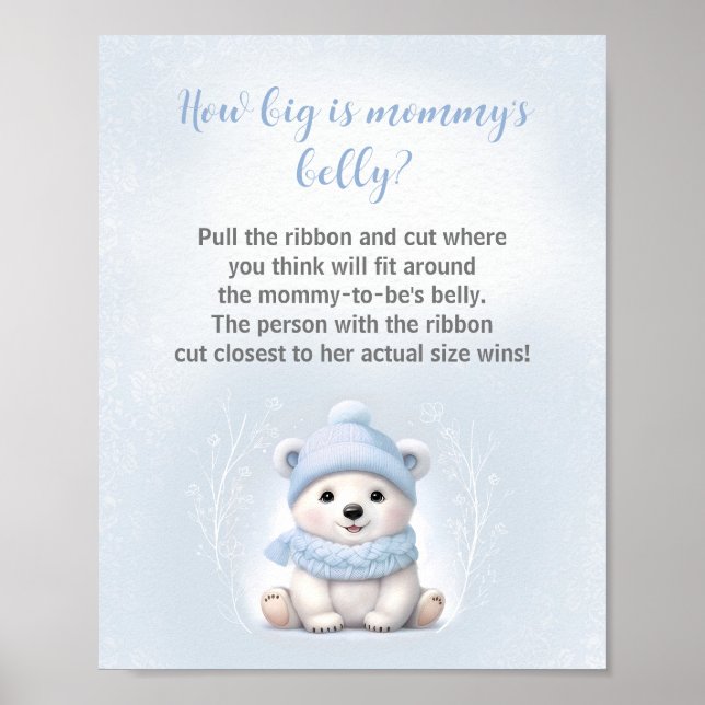 Boy Baby Shower hur stort är Mamma Belly Game? Poster (Framsidan)