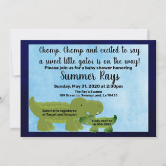 Boy Baby Shower Inbjudan, Alligator Baby-dusch Meddelande