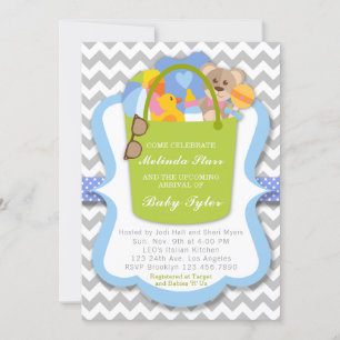 Boy Baby Shower-inbjudan - Baby Bucket of Sak Inbjudningar