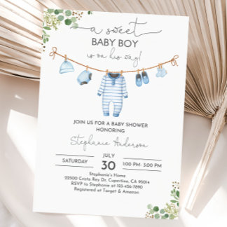 Boy Baby Shower-inbjudan Barnkläder Inbjudan A