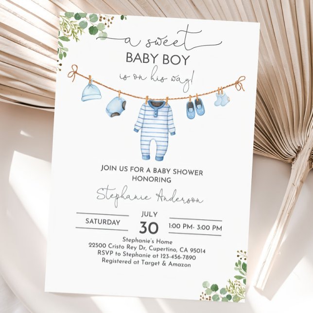 Boy Baby Shower-inbjudan Barnkläder Inbjudan A (Skapare uppladdad)