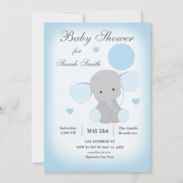 Boy Baby Shower-inbjudan Elephant Blue Inbjudningar