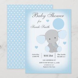 Boy Baby Shower-inbjudan Elephant Blue Inbjudningar