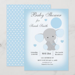 Boy Baby Shower-inbjudan Elephant Blue Inbjudningar