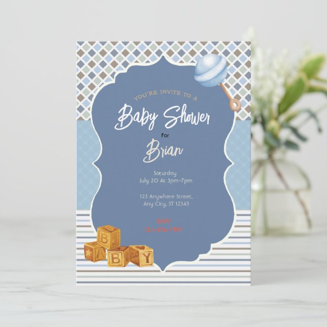 Boy Baby Shower-inbjudan Inbjudningar (Stående Fram)