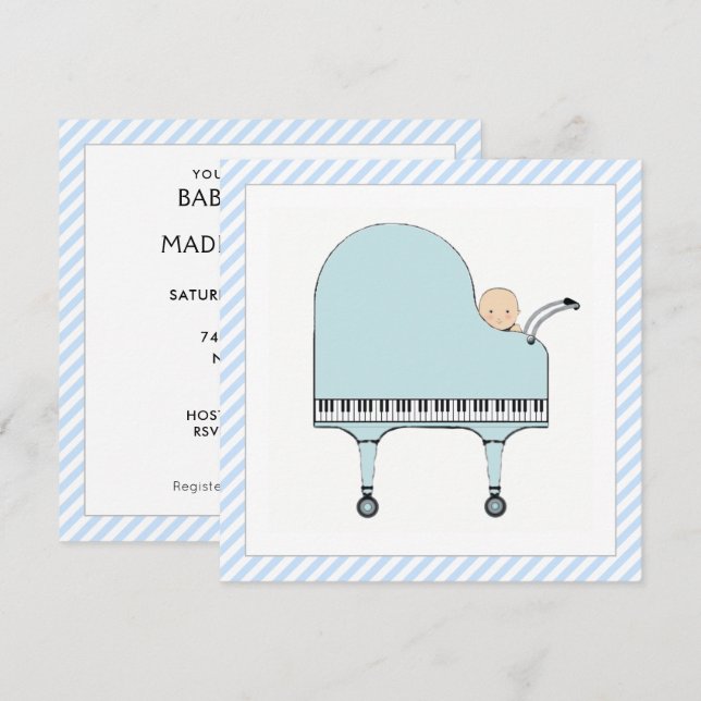 Boy Baby Shower-inbjudan Inbjudningar (Fram/baksida)