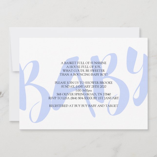 Boy Baby Shower-inbjudan Inbjudningar (Framsida)