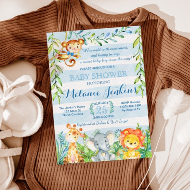 Boy Baby Shower-inbjudan, Jungle Baby Shower Inbjudningar (Skapare uppladdad)