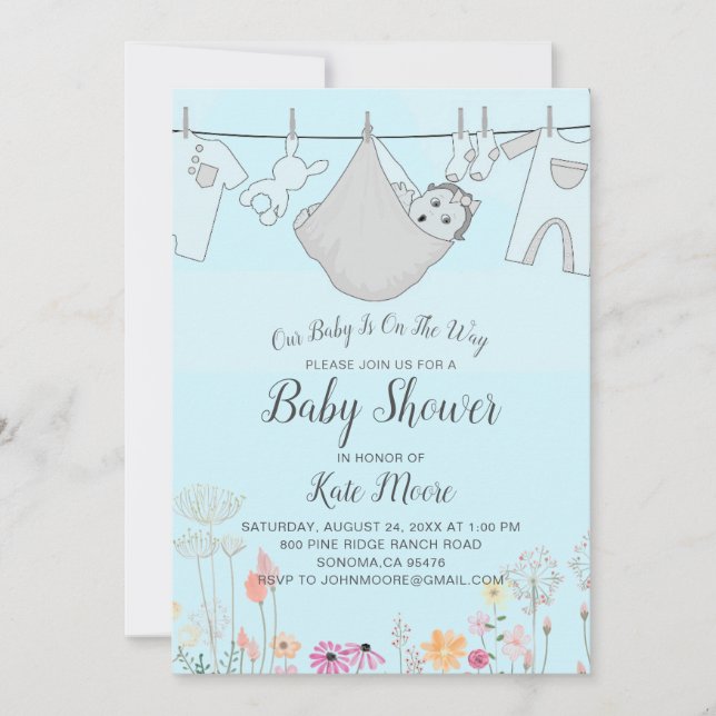 Boy Baby Shower-inbjudan | Paket Baby Inbjudningar (Framsida)