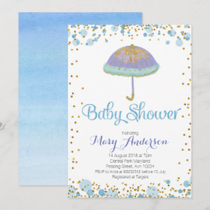 BOY Baby Shower-inbjudan, paraply Inbjudningar