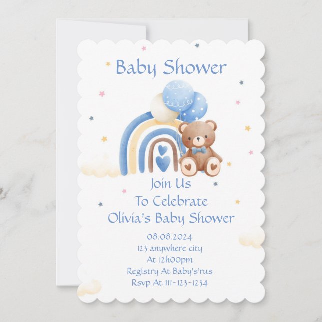 BOY BABY SHOWER-INBJUDAN SPARA DATUMET (Framsida)