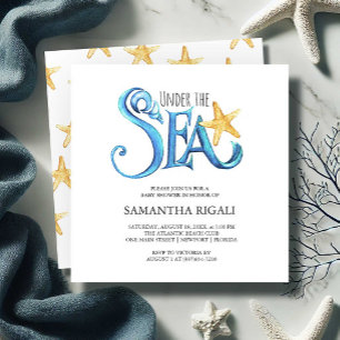Boy Baby Shower-inbjudningar Watercolor Starfish Inbjudningar