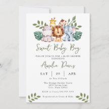 Boy Baby Shower-inbjudningsmall Safari Jungle