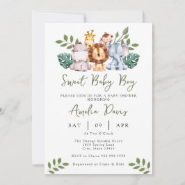 Boy Baby Shower-inbjudningsmall Safari Jungle Inbjudningar