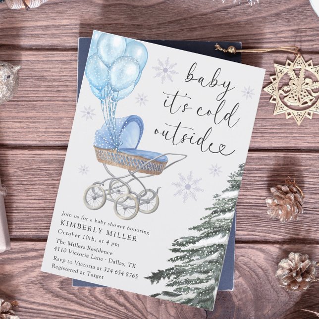 Boy Baby Shower Its Cold Outside Blue Inbjudningar (Skapare uppladdad)