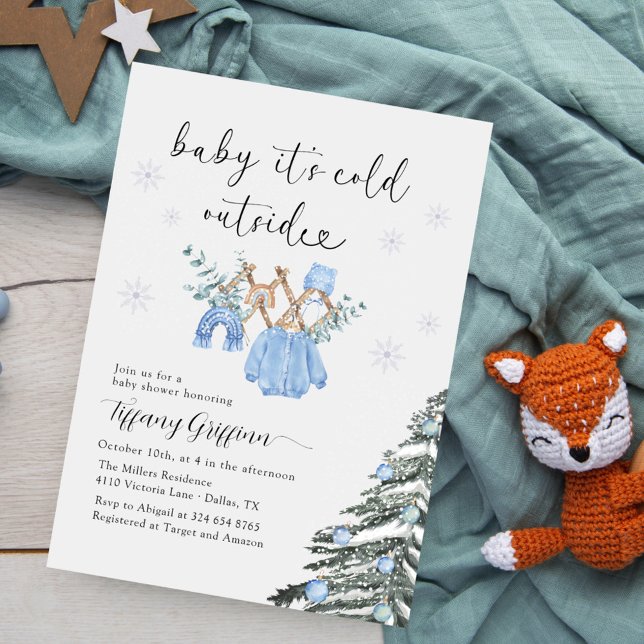 Boy Baby Shower Its Cold Outside| Clothes  Inbjudningar (Skapare uppladdad)
