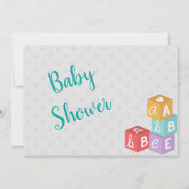 Boy Baby Shower med ABC-block Inbjudningar