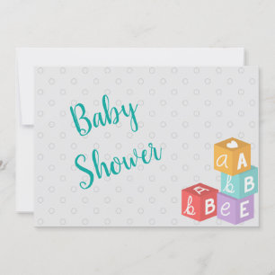 Boy Baby Shower med ABC-block Inbjudningar