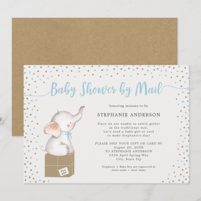 Boy Baby Shower med post med leveransbox Inbjudningar (Fram/baksida)