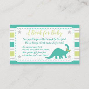 Boy Baby Shower Mint Dinosaur ger ett Bok-kort Tilläggskort