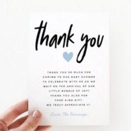 Boy Baby Shower Modern Blue Heart Tack Kort