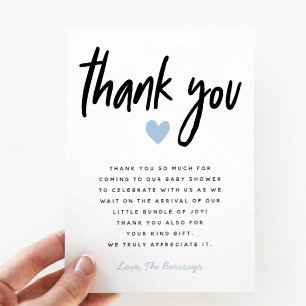 Boy Baby Shower Modern Blue Heart Tack Kort