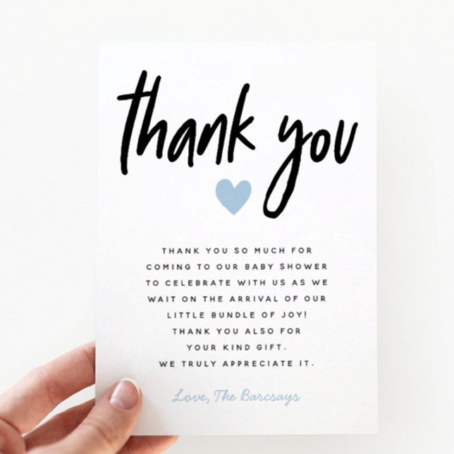 Boy Baby Shower Modern Blue Heart Tack Kort (Skapare uppladdad)