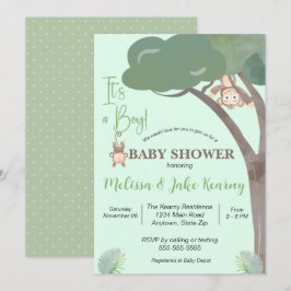 BOY BABY SHOWER, MONKEY BABY SHOWER INBJUDNINGAR