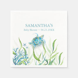 Boy Baby Shower Napkins Sea Turtle Pappersservett