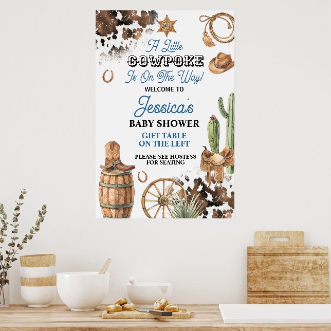 Boy Baby Shower Old West Theme Poster (Kök)